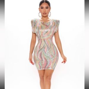 Hailey Sequin Mini Dress Multi-color Size Large